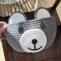 Panier de rangement en corde de coton style dessin animé ours mignon pour articles ménagers, poupées, jouets, collations et cosmétiques - Vente en gros