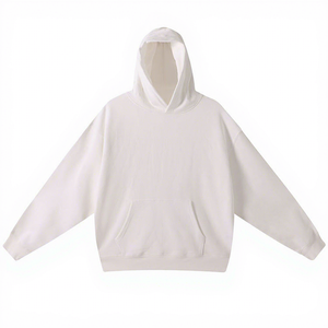Men's White Hooded Sweatshirt Solid Color Knitted Casual Oversized Fit Autumn Wear Regular Sleeve Style - Product Image 1