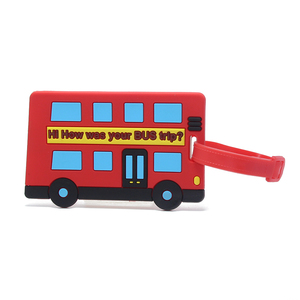 Sangle à boucle en plastique rouge Bus Cadeaux promotionnels Bagages Valise ID Nom Étiquettes Logo personnalisé PVC Caoutchouc Silicone <span class=keywords><strong>Voyage</strong></span> Bagages Étiquettes - Product Image 1