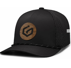 Casquettes de baseball 5 panneaux à visière incurvée haute, perforées, avec logo en cuir imperméable découpé au laser et cordon, pour le golf - Product Image 2