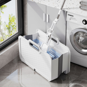 Cubo para fregona plegable, fregona Rectangular, paño plano, cepillo para lavar el suelo, cubo para apretar, cubo individual, almacenamiento en lavabo de drenaje - Product Image 2