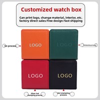 Boîte à montre en cuir PU personnalisée avec coins arrondis, source d'usine, prête pour l'impression de logo, emballage cadeau pour montres