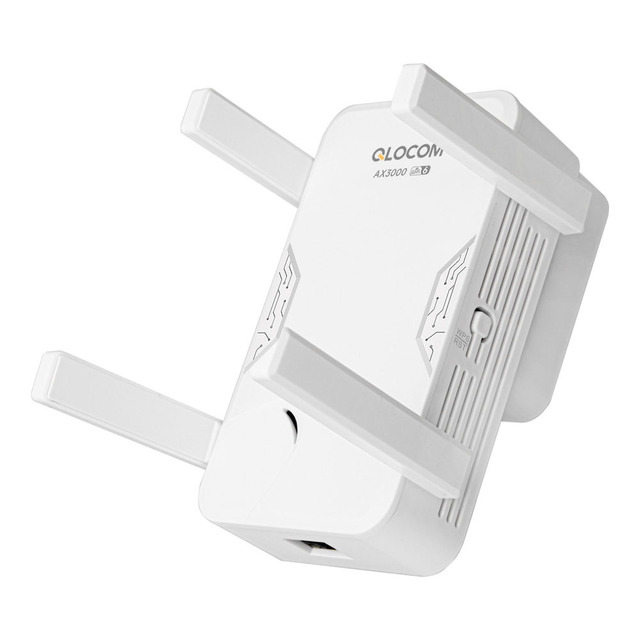 QLOCOM Latest AX3000 Dual-Band Wi-Fi 6 Repeater Range Extender with AP Mode Seamless Coverage Easy Setup Enhanced Wi-Fi Signals