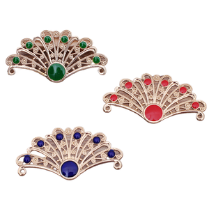 ขายส่งจียงซี(07375) ทองแดงชุบ 6 ชั้นเคลือบสี ขนาด 29*55 มม. ลายดอกไม้และลายเส้น สำหรับเครื่องประดับศีรษะสไตล์โบราณ - Product Image 1