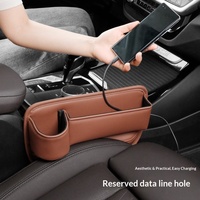Organisateur de rangement pour l'espace entre les sièges de voiture en cuir PU avec porte-gobelet et poche pour accessoires intérieurs de voiture