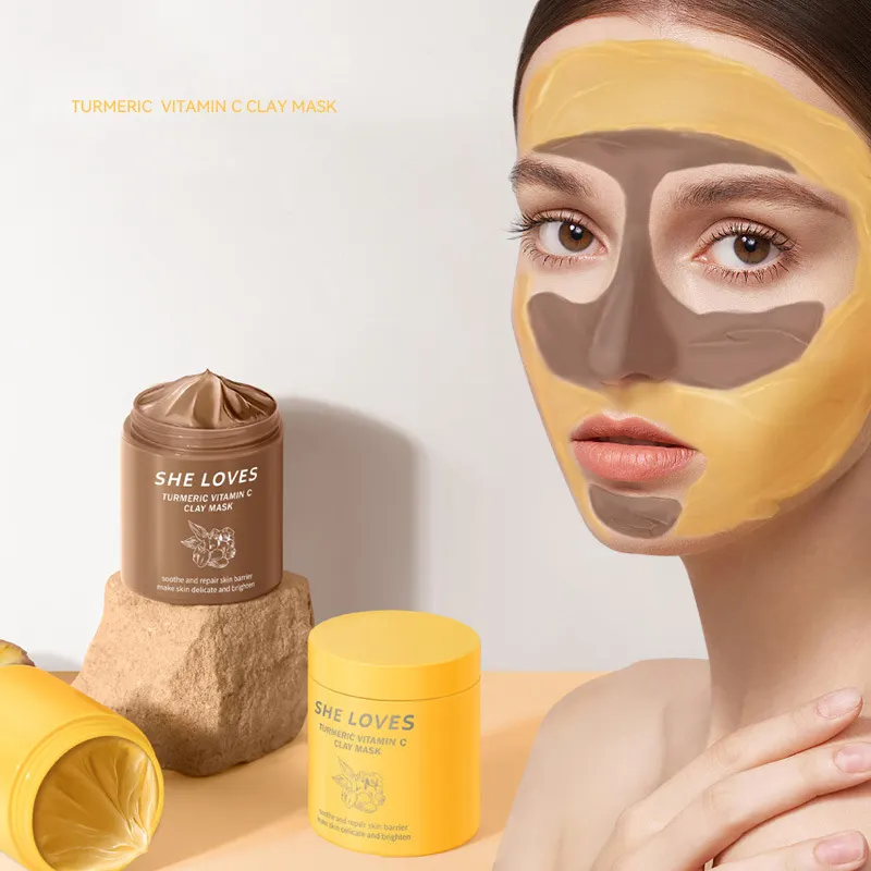 Organic Turmeric Mask Skincare Whitening Exfoliating Face Mud Clay Mask Turmeric Vitamin C Clay Mask