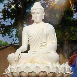 Statue de <span class=keywords><strong>bouddha</strong></span> en marbre blanc sculptée à la main grandeur nature en plein air de conception célèbre décor à la maison - Product Image 5