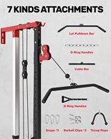 Sistema de Poleas para Ejercicios de Dorsal y Crossover, Montaje en Pared, Acero Aleado, 16 Posiciones Ajustables, Alto/Bajo, Gimnasio en Casa, Parte Superior del Cuerpo