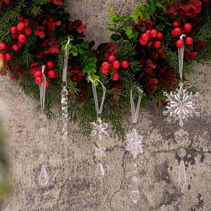 5 pièces bande de glace Transparent bord de glace acrylique clair flocon de neige pendentifs d'arbre de noël - Product Image 4