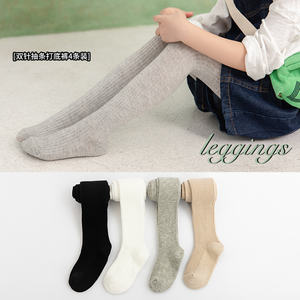 Collants pour bébé en coton côtelé antidérapant, décontractés, à la mode, couleur unie, collants pour enfants - Product Image 3