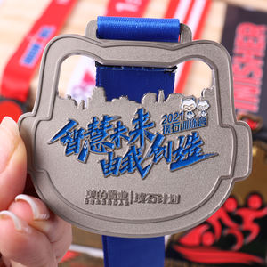 Logo del design regalo di marca Skateboard giovanile Wrestling rotondo irregolare tedesco Cheerleading metallo sport medaglia personalizzata con catena - Product Image 3