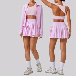 Personnaliser l'étiquette UPF50 + ensembles de fitness en plein air fermeture éclair complète col montant veste et jupes ensemble de pantalons Tennis Golf Badminton ensemble - Product Image 3