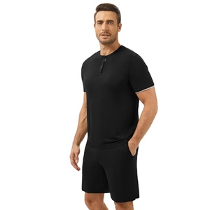 Knitted <b>Thermal</b> <b>Men's</b> Sleepwear Short Pajamas Bamboo <b>Pyjama</b> Sets For <b>Men</b> Custom Private Label Print Logo <b>Mens</b> Homewear Clothing - Product Image 2