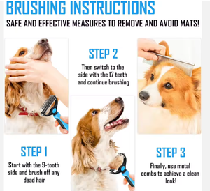 Peigne de toilettage professionnel 2-en-1 pour chiens et chats 2026 – Démêlant, brosse démêlante, éliminateur de poils, nettoyeur de sous-poil pour chiots et chatons à poils longs - Product Image 5