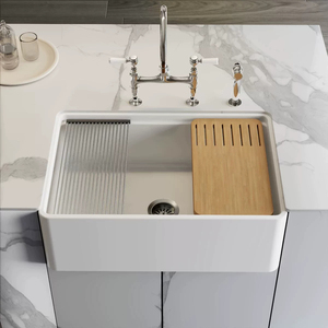 <span class=keywords><strong>Lavello</strong></span> da <span class=keywords><strong>cucina</strong></span> in ceramica stile rustico americano, a vasca singola, con frontale a grembiule, semi-incassato, profondo, per uso domestico - Product Image 6