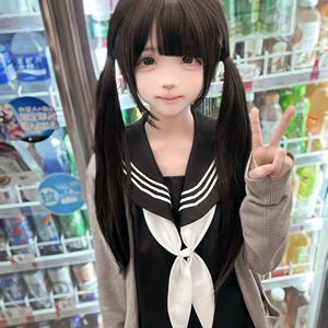 วิกผมสไตล์โลลิต้าแบบเต็มศีรษะ พร้อมผมหางม้าคู่และหน้าม้า ยาว 60 ซม. ผมตรง ทนความร้อนสูง มิสแฟชั่นบิวตี้ - Product Image 5