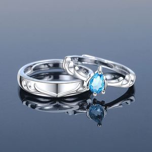 Bague de couple ajustable en argent 925, taille unique, motif cœur d'amour, pour mariage et fiançailles, bijoux, bague diamant, bagues en cristal, vente en gros à prix abordable - Product Image 5