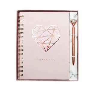 Hot Selling Rose Gold Foil Notebook And Pen Custom Luxury Office Stationery Set For Girl