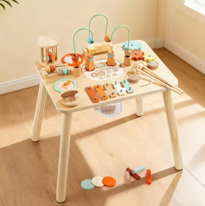 <span class=keywords><strong>Table</strong></span> d'activités Montessori en bois Qiaike 13-en-1 pour tout-petits, jouet d'apprentissage sensoriel, centre <span class=keywords><strong>de</strong></span> jeu éducatif pour enfants, OEM ODM - Product Image 4