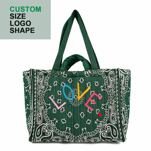 <span class=keywords><strong>Sac</strong></span> fourre-tout matelassé personnalisé avec logo brodé, idéal pour l'été et la plage, vente en gros, <span class=keywords><strong>sac</strong></span> fourre-tout bandana monogrammé pour <span class=keywords><strong>femme</strong></span> - Product Image 1