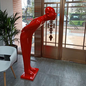 Su misura grande all'aperto in vetroresina inchino uomo statua di colore rosso in resina per giardino arte Anime temi con <span class=keywords><strong>animali</strong></span> di vendita - Product Image 5