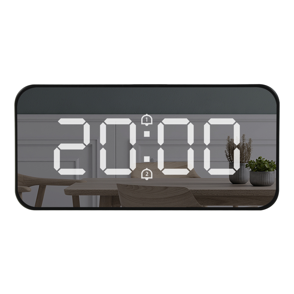 Цифровой будильник с большим светодиодным дисплеем, домашний декор, зеркальный цифровой будильник для спальни, прикроватного столика, стола