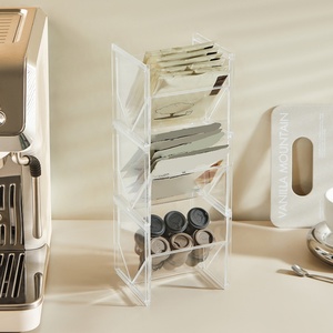 Stackable Slanted Tea Bag <b>Storage</b> <b>Box</b> Household Desktop Small Item <b>Storage</b> <b>Box</b> Plastic Transparent Display Rack Dust-proof <b>Box</b> - Product Image 2
