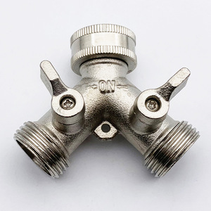 Brass Garden Hose Manifold Splitter Connector Threaded 34 European Teeth Durable Water Pipe <b>Diverter</b> Adapter Ball Valve - Product Image 1