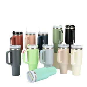Gourde isotherme en acier inoxydable de 40 oz avec paille et poignée, maintien au chaud >24h, compatible eau bouillante, design minimaliste pour la rentrée scolaire - Product Image 1