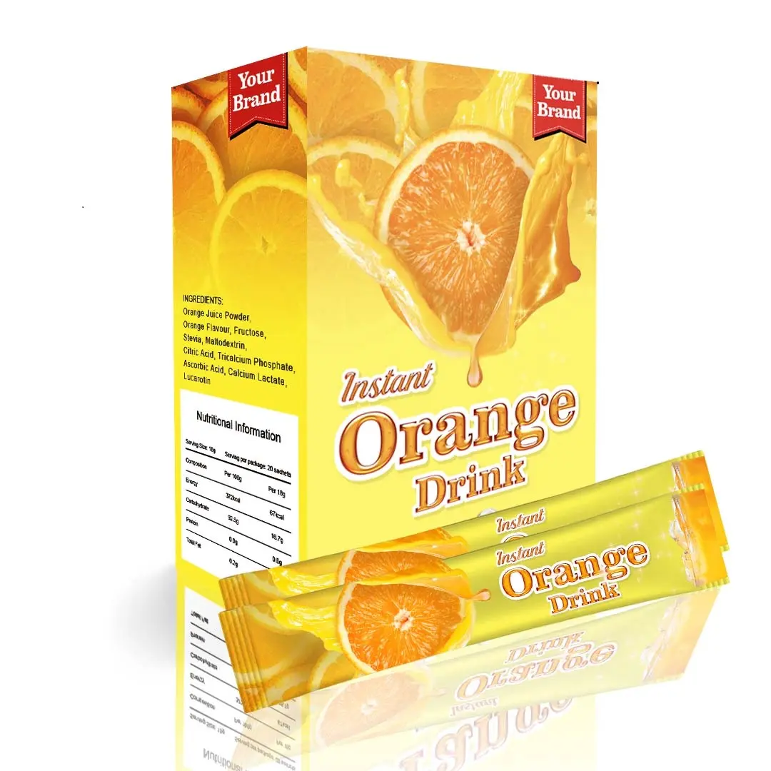 El más vendido, bolsita de bebida de naranja con vitamina C empaquetada en caja, aumenta la inmunidad de niños y adultos, aumenta la energía, alto antioxidante