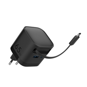2026 Neues 65W GaN EU-Stecker Schnellladegerät Feuerfest Reiseadapter mit Eingebautem Kabel - Product Image 4