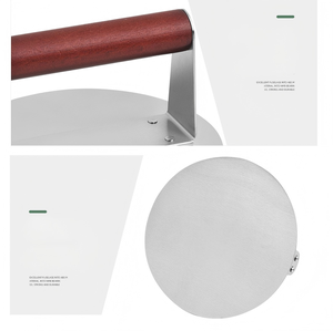 Presse à viande 2-en-1 en acier inoxydable avec manche en bois de hêtre, antiadhésive, écologique, pour hamburgers, steaks, teppanyaki, compatible lave-vaisselle - Product Image 3