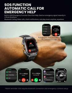 Montre connectée carrée robuste X5 personnalisée, batterie de grande capacité 530 mAh, surveillance de la fréquence cardiaque, suivi du sommeil, entraînement respiratoire, SOS, réponse - Product Image 2