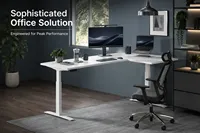 Cadre de bureau en fer en forme de L à hauteur réglable électriquement, à double moteur, à trois niveaux, avec poutre de longueur inégale en S, standard et monté