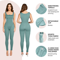 Combinaison de yoga une pièce respirante avec fermeture éclair sur le devant, pour le fitness, le sport et le sauna, vêtements de sport pour femmes
