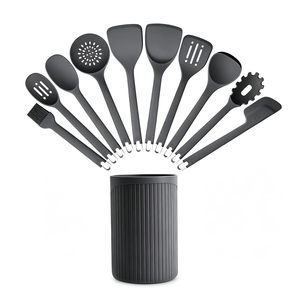 Ensemble d'ustensiles de cuisine en silicone durable de qualité supérieure, résistant aux hautes températures, 11 pièces, avec spatule, cuillère à soupe, outils de cuisson - Product Image 1