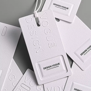 High Quality Customized Fabric Clothing <b>Tags</b> Embossed Hanging Rope Label for Garments With Offset Custom Printing - Product Image 6