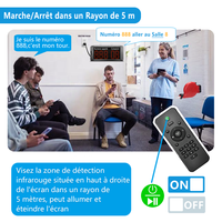 Système de gestion de files d'attente sans fil avec boutons d'appel vocaux en français pour restaurants, banques, traiteurs, cliniques, pharmacies
