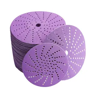 Custom 3M Mutil-hole Sandpaper Discs Purple Ceramic Aluminum Oxide Sand paper Hook and Loop Sand Paper Disc for Car Putty