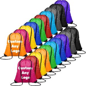 Recyclable Custom Logo/Size/Color 210D Waterproof Polyester Unisex Shopping Drawstring Bag Sport Gym <b>Backpack</b> - Product Image 3