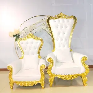เก้าอี้บัลลังก์คิงสีทองหรูหราหลังสูง