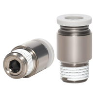 Raccord rapide pneumatique miniature, joint cylindrique fileté droit, placage cuivre-nickel POC 3/4/6/8/10/12 pour tuyau d'air