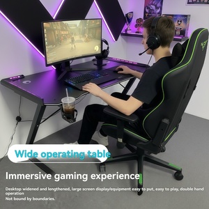 GEDO, venta al por mayor, escritorio de fibra de carbono en forma de Z, escritorio para ordenador con portavasos RGB y soporte para auriculares, escritorio para juegos de nuevo diseño - Product Image 3