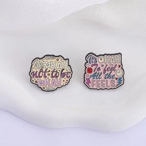 Soporte de salud mental Pin de liberación ansiosa-Está bien No estar bien Aleación de zinc Pin de metal Animal Cross Moda Día nacional Navidad - Product Image 3