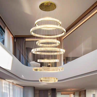 Lustre en cristal pour escalier de duplex, loft, villa à plafond haut, hall d'entrée, luminaire suspendu d'intérieur