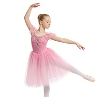 Robe de tutu de ballet romantique rose ombré S0166 pour filles, avec broderies et appliques, jupe en tulle superposée, costume de performance de ballet classique
