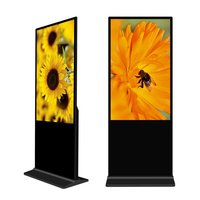 Kiosque publicitaire à écran tactile LCD sur pied de 65 pouces avec résolution 4K, construction en métal et verre pour affichage numérique