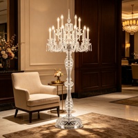 Lampe de sol LED décorative en cristal faite à la main en forme de candélabre de luxe pour villa, hôtel, chambre à coucher, salon