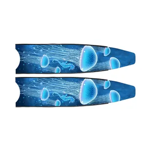 Wonderful High Quality Customized Rubber Swim Flippers Free Swimming Underwater Full Foot TPR Long Blade Diving FiberglassFins