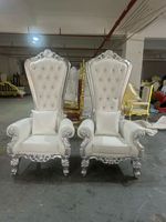 Chaises de Trône Roi et Reine à Dossier Haut, Luxe Royal Blanc et Or, Pour Mariage et Événements (Marié et Mariée)